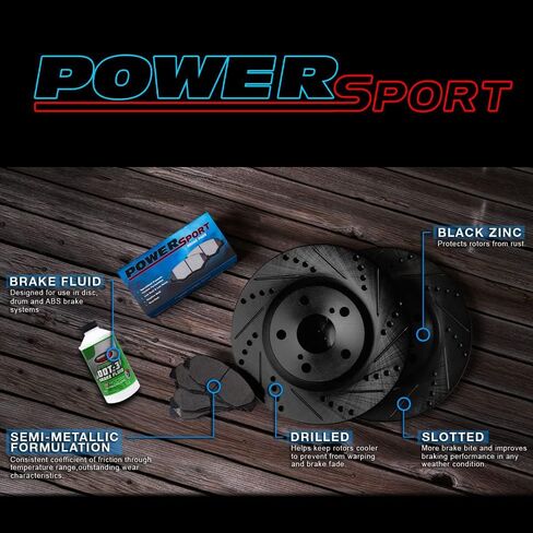 Power Sport Rear Brakes and Rotors Kit |Rear Brake Pads| Brake Rotors and Pads| Semi-Metallic Brake Pads and Rotors BBC1.33062.03 in Kuwait