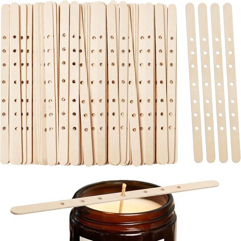 100 Pieces Wooden Candle Wick Holders for Candle Making Candle Wick Centering Devices, DIY Candle Making Tools (7 Inch, 7 Holes) in Kuwait