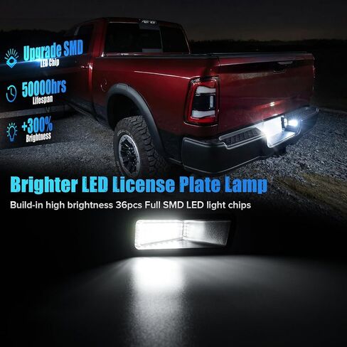 2Pcs 6000K White LED License Plate Light Compatible with 2019-2026 RAM 2500 3500 Rear Bumper Tag Lamp Clear Lens in Kuwait