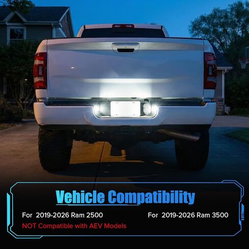2Pcs 6000K White LED License Plate Light Compatible with 2019-2026 RAM 2500 3500 Rear Bumper Tag Lamp Clear Lens in Kuwait