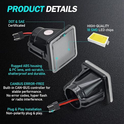 LED License Plate Light Assembly Replacement for 2016-2022 Tacoma & 2014-2021 Tundra Pickup Truck,18-SMD LED 6500K White Tag Lights,IP67 Waterproof DOT SAE Approved Lamp, Pack of 2 in Kuwait