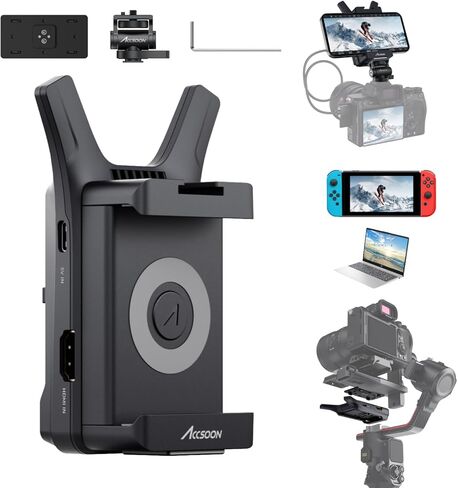 نظام نقل الصور Accsoon CineView Nano HDMI، جهاز إرسال صور فيديو لاسلكي بسرعة 5 جيجاهرتز - مع 4 شاشات RX، نطاق 500 قدم وزمن وصول منخفض 0.06 ثانية، لمثبت الكاميرا/RS2/RS3/RS3 Pro/ in Saudi Arabia