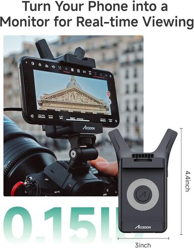 نظام نقل الصور Accsoon CineView Nano HDMI، جهاز إرسال صور فيديو لاسلكي بسرعة 5 جيجاهرتز - مع 4 شاشات RX، نطاق 500 قدم وزمن وصول منخفض 0.06 ثانية، لمثبت الكاميرا/RS2/RS3/RS3 Pro/ in Saudi Arabia