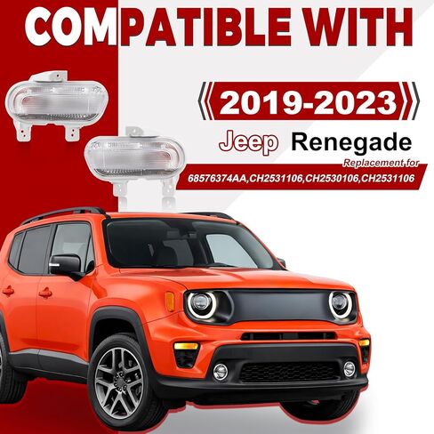 HECASA Turn Signal Light Assembly Compatible with 2019-2023 Jeep Renegade Right&Left Side Clear Lens w/Bulb Fog Lamp Replacement for 68439336AA, 68576888AA, CH2530106, CH2531106 in Kuwait