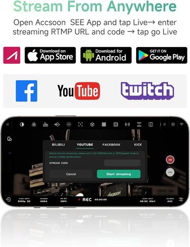 نظام نقل الصور Accsoon CineView Nano HDMI، جهاز إرسال صور فيديو لاسلكي بسرعة 5 جيجاهرتز - مع 4 شاشات RX، نطاق 500 قدم وزمن وصول منخفض 0.06 ثانية، لمثبت الكاميرا/RS2/RS3/RS3 Pro/ in Saudi Arabia