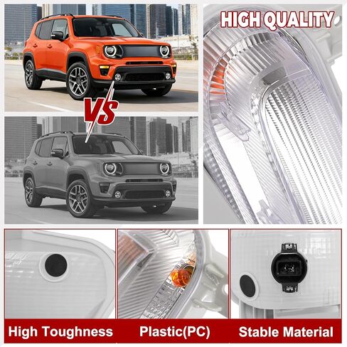 HECASA Turn Signal Light Assembly Compatible with 2019-2023 Jeep Renegade Right&Left Side Clear Lens w/Bulb Fog Lamp Replacement for 68439336AA, 68576888AA, CH2530106, CH2531106 in Kuwait