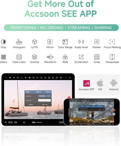 نظام نقل الصور Accsoon CineView Nano HDMI، جهاز إرسال صور فيديو لاسلكي بسرعة 5 جيجاهرتز - مع 4 شاشات RX، نطاق 500 قدم وزمن وصول منخفض 0.06 ثانية، لمثبت الكاميرا/RS2/RS3/RS3 Pro/ in Saudi Arabia