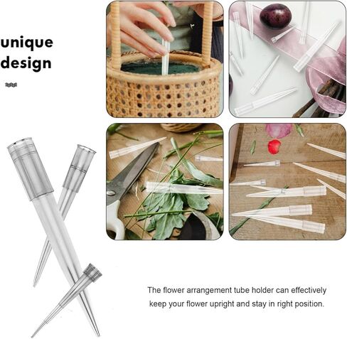 Veemoon 60pcs Plastic Single Flower Water Tube Floral Art Stem Tubes Fresh Floral Cake Spikes Pointed Picks Clear Flowers Arrangement Holders for DIY Craft Wedding (L 2.8 + S 1.2 + M 2 Inch) in Kuwait