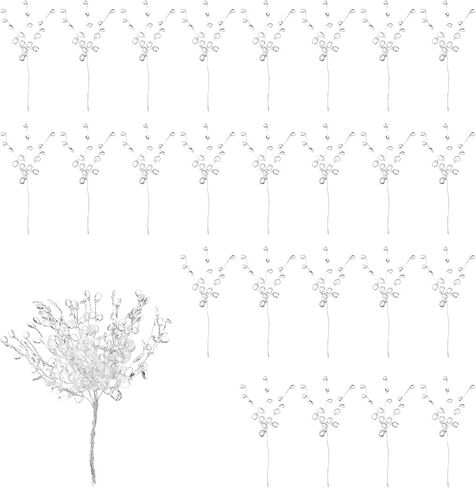 25 Pcs Crystal Flower Stem Branches, Acrylic Crystal Flower Branches, Clear Artificial Bead Drop Bouquets, Glitter Floral Acrylic Picks, Floral Stem Branch for Wedding, Home Decoration, DIY Craft in Kuwait