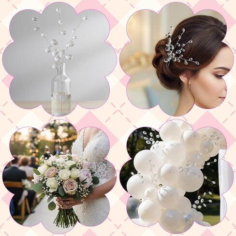 25 Pcs Crystal Flower Stem Branches, Acrylic Crystal Flower Branches, Clear Artificial Bead Drop Bouquets, Glitter Floral Acrylic Picks, Floral Stem Branch for Wedding, Home Decoration, DIY Craft in Kuwait