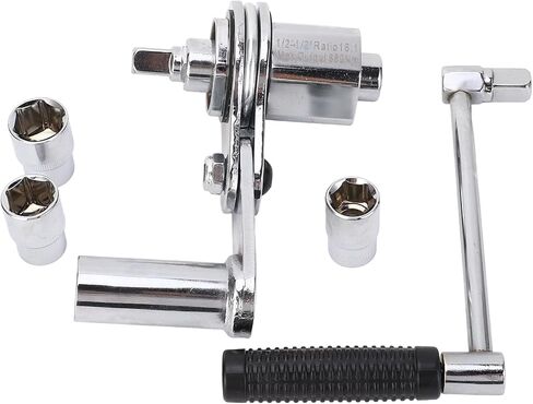 HUIOP Torsion Multiplier Lug Nut Remover, with 1:16 Gear Ratio, for Car SUV Tire Maintenance, with 17mm, 19mm, 21mm Sockets, Suitable for frequent tire changes in Kuwait