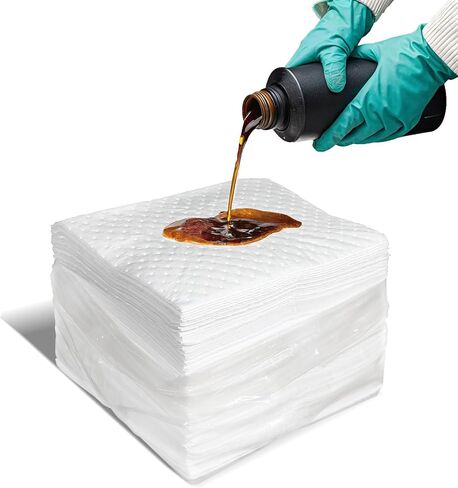 Smaafit Oil-Only Absorbent Pads 17.5" x 13.5" Heavyweight Oil Absorbing Mats, 50pcs White Oil Absorbent Mat Pads for Absorbing Protecting Home Garage Basement, 24oz/Pad in Kuwait