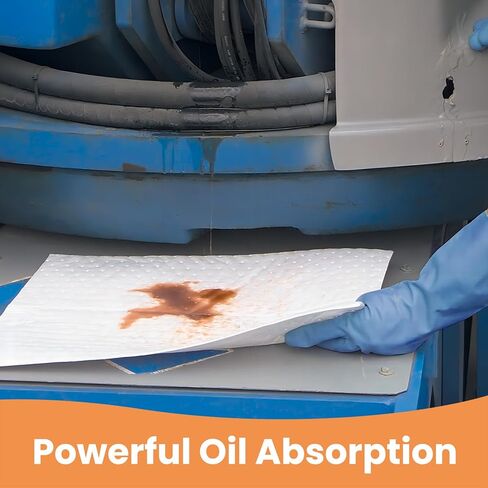 Smaafit Oil-Only Absorbent Pads 17.5" x 13.5" Heavyweight Oil Absorbing Mats, 50pcs White Oil Absorbent Mat Pads for Absorbing Protecting Home Garage Basement, 24oz/Pad in Kuwait