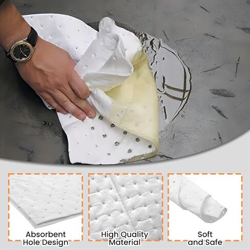 Smaafit Oil-Only Absorbent Pads 17.5" x 13.5" Heavyweight Oil Absorbing Mats, 50pcs White Oil Absorbent Mat Pads for Absorbing Protecting Home Garage Basement, 24oz/Pad in Kuwait