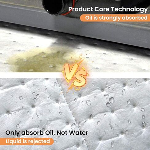 Smaafit Oil-Only Absorbent Pads 17.5" x 13.5" Heavyweight Oil Absorbing Mats, 50pcs White Oil Absorbent Mat Pads for Absorbing Protecting Home Garage Basement, 24oz/Pad in Kuwait