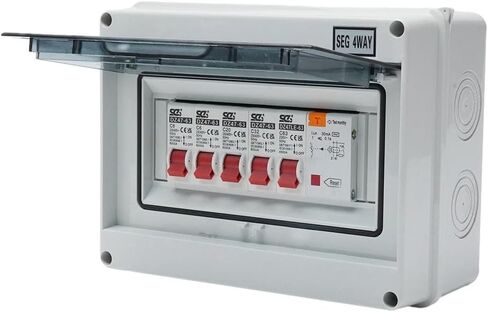 وحدة استهلاكية ذات 4 اتجاهات مع RCD و4 MCB، صندوق مصهر مقاوم للماء IP66 لعربة سقيفة المرآب للقافلة، لوحة قاطع دائرة 63 أمبير 30 مللي أمبير in Kuwait