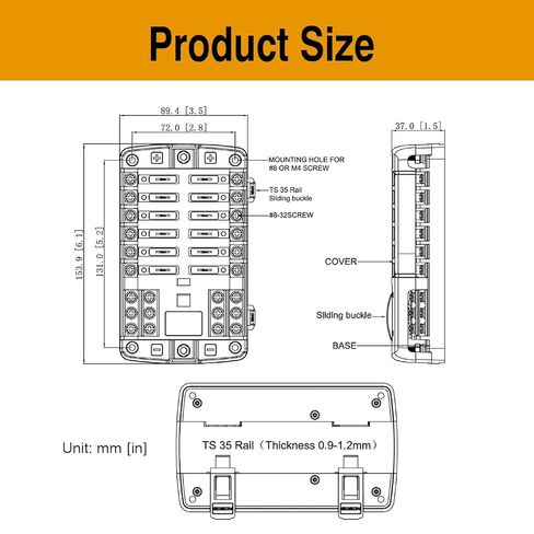 12v Fuse Boxes with 35mm din Rail Installation, Waterproof Fuse Block with LED Warning Indicator Damp-Proof Cover and Negative Bus,12 Way Fuse Panel for Automotive Boat RV Truck DC32Vmax in Kuwait