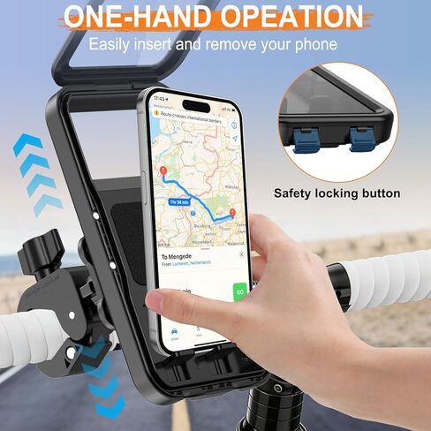 HUANLANG Motorcycle Phone Mount Anti Vibration, Waterproof Bike Phone Mount for Bicycles, Scooters, ATVs,[Dual Vibration Dampener][Upgraded Handlebar Clip] Motorcycle Phone Holder for 4-7" Cell Phones in Kuwait
