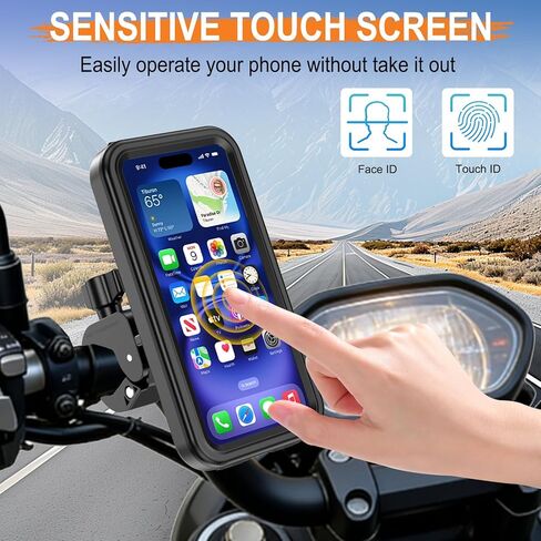 HUANLANG Motorcycle Phone Mount Anti Vibration, Waterproof Bike Phone Mount for Bicycles, Scooters, ATVs,[Dual Vibration Dampener][Upgraded Handlebar Clip] Motorcycle Phone Holder for 4-7" Cell Phones in Kuwait