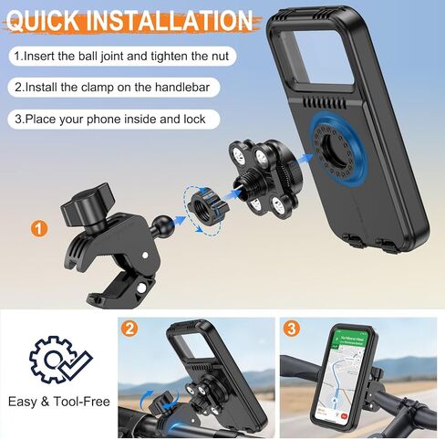 HUANLANG Motorcycle Phone Mount Anti Vibration, Waterproof Bike Phone Mount for Bicycles, Scooters, ATVs,[Dual Vibration Dampener][Upgraded Handlebar Clip] Motorcycle Phone Holder for 4-7" Cell Phones in Kuwait