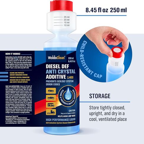 WoldoClean DEF Crystal Treatment 1:400 Ultra Concentrated 8.45 fl oz - Diesel Exhaust Fluid Additive SCR Cleaner, Treats 26.4 Gallons, Up to 5 Tank Refills in Kuwait