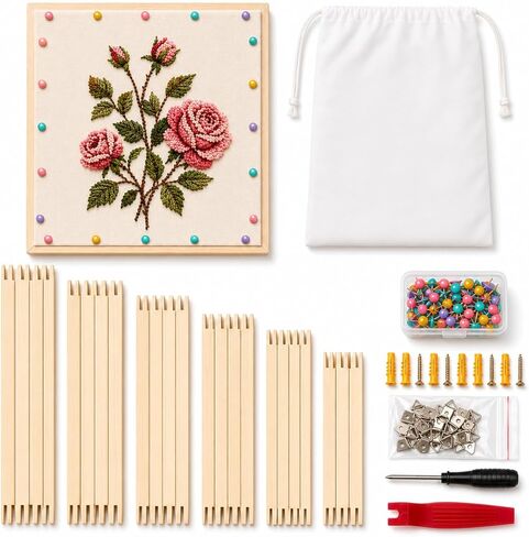 Qarrazwyi Needlepoint Stretcher Bars Kit, 12 Pcs Wooden Stretcher Bars for Needlework, 3 Sizes for Cross Stitch & Embroidery Canvas, 100 Tacks, Keeps Canvas Flat, Storage Bag in Kuwait