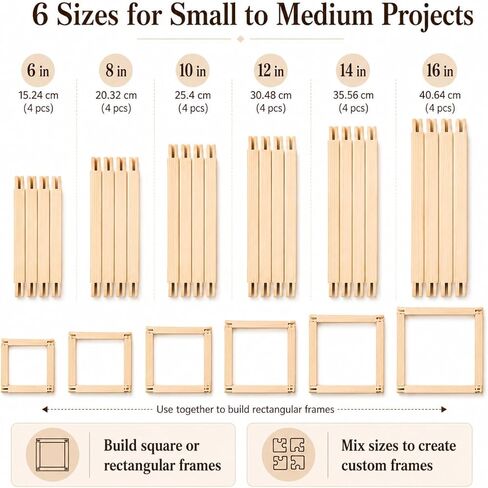 Qarrazwyi Needlepoint Stretcher Bars Kit, 12 Pcs Wooden Stretcher Bars for Needlework, 3 Sizes for Cross Stitch & Embroidery Canvas, 100 Tacks, Keeps Canvas Flat, Storage Bag in Kuwait