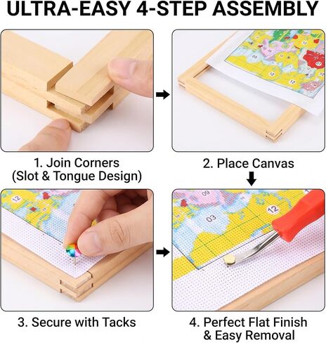 Qarrazwyi Needlepoint Stretcher Bars Kit, 12 Pcs Wooden Stretcher Bars for Needlework, 3 Sizes for Cross Stitch & Embroidery Canvas, 100 Tacks, Keeps Canvas Flat, Storage Bag in Kuwait
