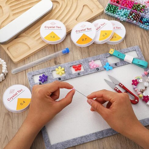 libfrnt Bead Design Board Set with Beading Mat and Tools, Jewelry Making Kit with Bead Scoop, Needles, Strings and Organizer Tray for Bracelet and Necklace DIY Crafts in Kuwait