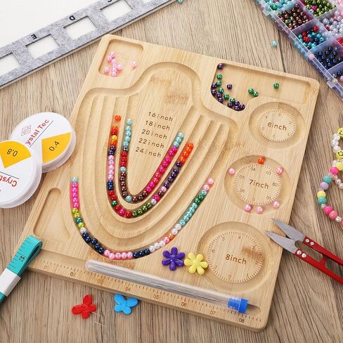 libfrnt Bead Design Board Set with Beading Mat and Tools, Jewelry Making Kit with Bead Scoop, Needles, Strings and Organizer Tray for Bracelet and Necklace DIY Crafts in Kuwait