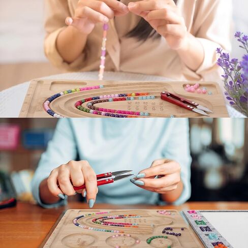 libfrnt Bead Design Board Set with Beading Mat and Tools, Jewelry Making Kit with Bead Scoop, Needles, Strings and Organizer Tray for Bracelet and Necklace DIY Crafts in Kuwait