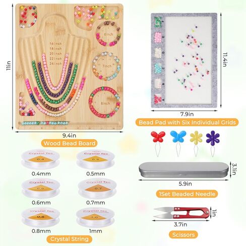 libfrnt Bead Design Board Set with Beading Mat and Tools, Jewelry Making Kit with Bead Scoop, Needles, Strings and Organizer Tray for Bracelet and Necklace DIY Crafts in Kuwait