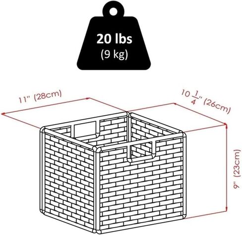 رف تخزين خشبي تيموثي 7 قطع 3 × 3 مع 6 سلال منسوجة قابلة للطي، أسود وشوكولاتة - منظم وحدات لغرفة المعيشة أو غرفة النوم أو المكتب المنزلي in Kuwait