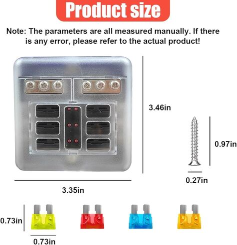 YoRise 12V 6 Way Fuse Block، لوحة منصهرات ATO/ATC مقاومة للماء مع مؤشر تحذير LED وغطاء مقاوم للرطوبة، حامل صندوق صمامات دائرة السيارات للسيارة 24 فولت، البحرية، RV، الشاحنة، عربة الجولف (أسود) in Kuwait