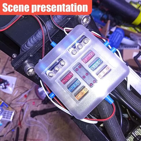 YoRise 12V 6 Way Fuse Block، لوحة منصهرات ATO/ATC مقاومة للماء مع مؤشر تحذير LED وغطاء مقاوم للرطوبة، حامل صندوق صمامات دائرة السيارات للسيارة 24 فولت، البحرية، RV، الشاحنة، عربة الجولف (أسود) in Kuwait