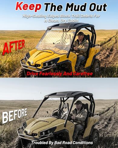 StarknightMT Flip Scratch Resistant Windshield Compatible with 2011-2020 Can-Am Commander 800 1000 / Max, 2-in-1 Folding Front Windshield with All-Around Sealing Gasket, Hard Coated in Kuwait