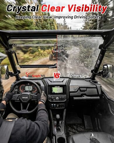 StarknightMT Flip Scratch Resistant Windshield Compatible with 2011-2020 Can-Am Commander 800 1000 / Max, 2-in-1 Folding Front Windshield with All-Around Sealing Gasket, Hard Coated in Kuwait