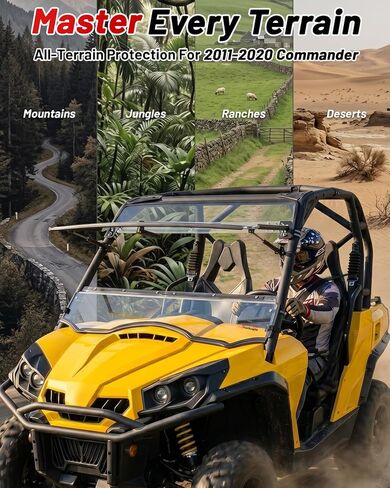 StarknightMT Flip Scratch Resistant Windshield Compatible with 2011-2020 Can-Am Commander 800 1000 / Max, 2-in-1 Folding Front Windshield with All-Around Sealing Gasket, Hard Coated in Kuwait