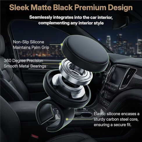 Steering Wheel Knob Spinner – 360 Degrees Rotating Suicide Knobs Silicone Surface with Smooth Metal Bearings, No Tool Required for Car, SUV, Truck, Semi, Tractor, Mowers, Boat in Kuwait