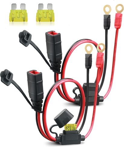 2 حزمة كابل GC008 X-Connect متوافق مع ملحقات شاحن بطارية NOCO، 22in 16AWG M10 (3/8in) XL مناسب لـ NOCO GENIUS1 GENIUS2 GENIUS5 GENIUS10 G750، يتضمن صمامات 20A إضافية in Kuwait
