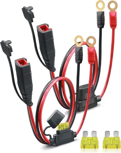 2 حزمة كابل GC008 X-Connect متوافق مع ملحقات شاحن بطارية NOCO، 22in 16AWG M10 (3/8in) XL مناسب لـ NOCO GENIUS1 GENIUS2 GENIUS5 GENIUS10 G750، يتضمن صمامات 20A إضافية in Kuwait