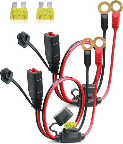 2 حزمة كابل GC008 X-Connect متوافق مع ملحقات شاحن بطارية NOCO، 22in 16AWG M10 (3/8in) XL مناسب لـ NOCO GENIUS1 GENIUS2 GENIUS5 GENIUS10 G750، يتضمن صمامات 20A إضافية in Kuwait