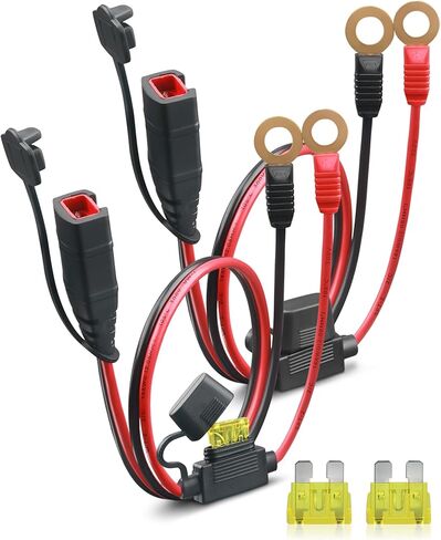 2 حزمة كابل GC008 X-Connect متوافق مع ملحقات شاحن بطارية NOCO، 22in 16AWG M10 (3/8in) XL مناسب لـ NOCO GENIUS1 GENIUS2 GENIUS5 GENIUS10 G750، يتضمن صمامات 20A إضافية in Kuwait