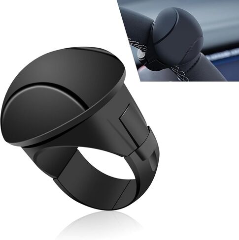 Car Steering Wheel Booster, Anti-Slip Silicone Handle Steering Wheel Spinner, 360° Rotation One-Hand Steering Assist Driving Ball, Universal Interior Portable Accessory for Car (Black) in Kuwait