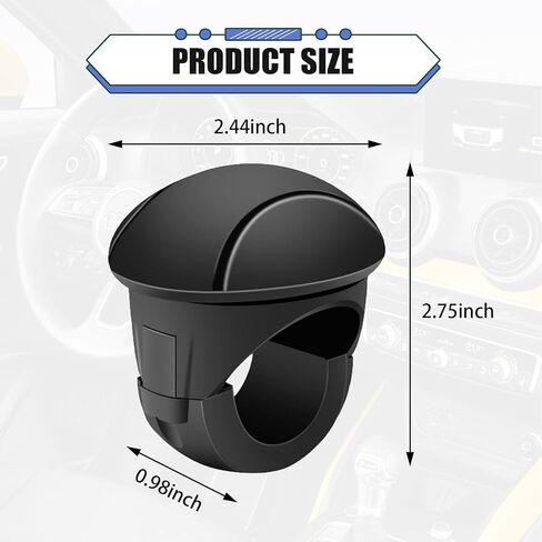 Car Steering Wheel Booster, Anti-Slip Silicone Handle Steering Wheel Spinner, 360° Rotation One-Hand Steering Assist Driving Ball, Universal Interior Portable Accessory for Car (Black) in Kuwait