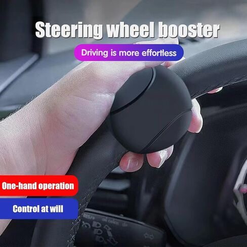 Car Steering Wheel Booster, Anti-Slip Silicone Handle Steering Wheel Spinner, 360° Rotation One-Hand Steering Assist Driving Ball, Universal Interior Portable Accessory for Car (Black) in Kuwait