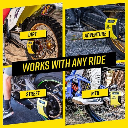 مجموعة ضبط التعليق Slacker Motorcycle Pro - أداة ترهل رقمية، جهاز تحكم عن بعد لاسلكي وإعداد سهل - عرض المقاود في الوقت الحقيقي والتركيب العالمي - ضبط التعليق الدقيق أدوات موتوكروس in Kuwait
