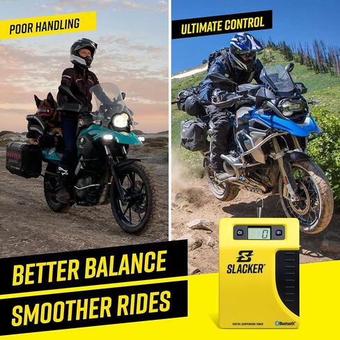 مجموعة ضبط التعليق Slacker Motorcycle Pro - أداة ترهل رقمية، جهاز تحكم عن بعد لاسلكي وإعداد سهل - عرض المقاود في الوقت الحقيقي والتركيب العالمي - ضبط التعليق الدقيق أدوات موتوكروس in Kuwait