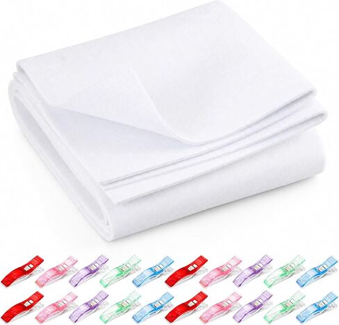 Luinabio 1 Roll 20 x 80 Inch Soft and Stable Fabric Stiffener for Crafts with 20 Sewing Clips, Thick Heavy Craft Interfacing for Sewing, White Dense Interfacing for DIY Tote Bags, Table Runners in Kuwait