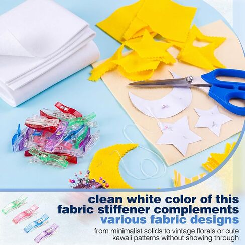 Luinabio 1 Roll 20 x 80 Inch Soft and Stable Fabric Stiffener for Crafts with 20 Sewing Clips, Thick Heavy Craft Interfacing for Sewing, White Dense Interfacing for DIY Tote Bags, Table Runners in Kuwait